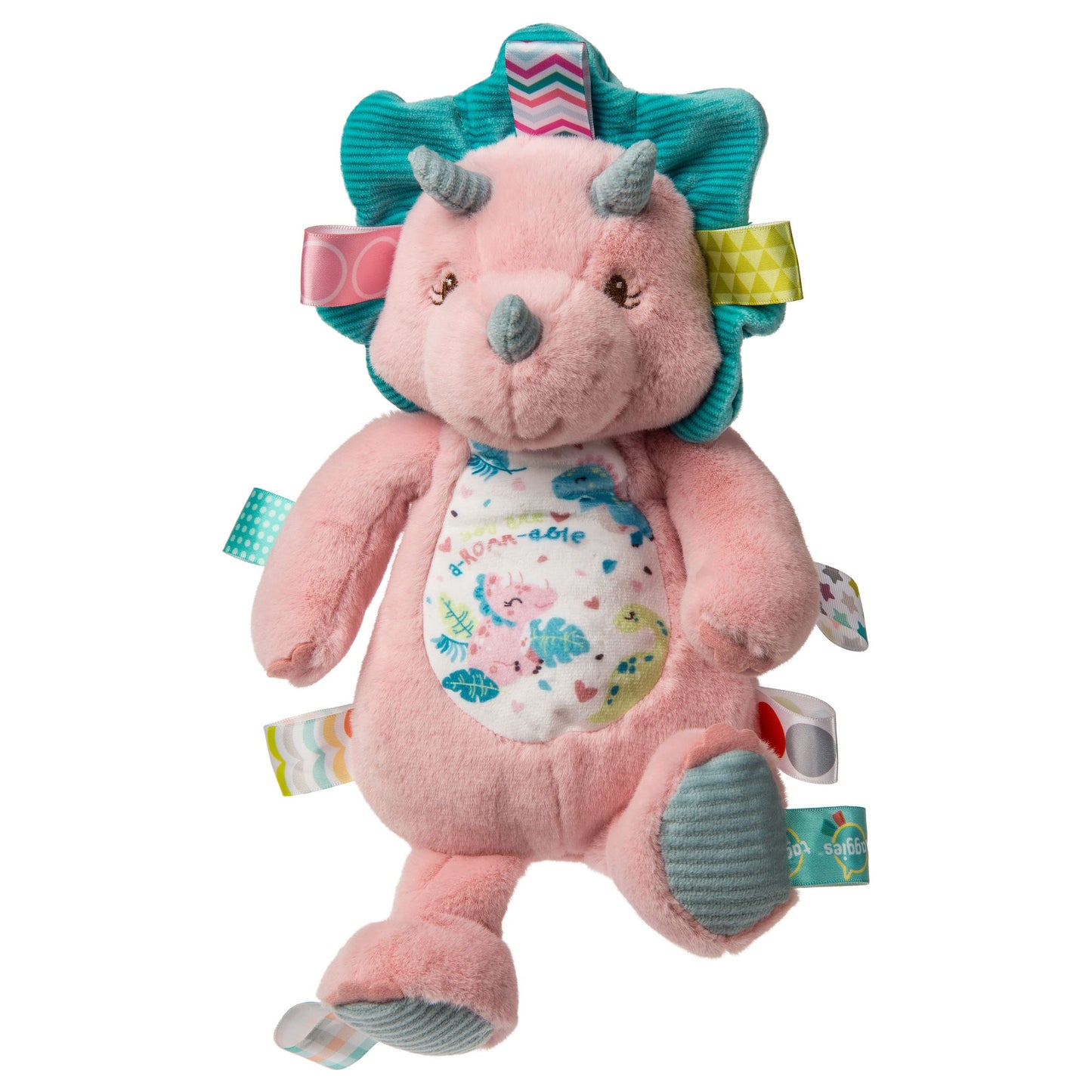 Mary Meyer Taggies Stuffed Animal Dinosaur, 12-Inch Aroar-a-Saurus, Soft Satin Toy, Model 41565