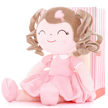 Gloveleya Baby Doll Gifts Plush Curly Girl Toys With Love 16' Pink