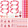 Batiyeer 18 Set Valentines Day DIY Bead Bracelets Gifts for Kids, Heart Charms for Jewelry Making, Class Valentines Gifts Exchan
