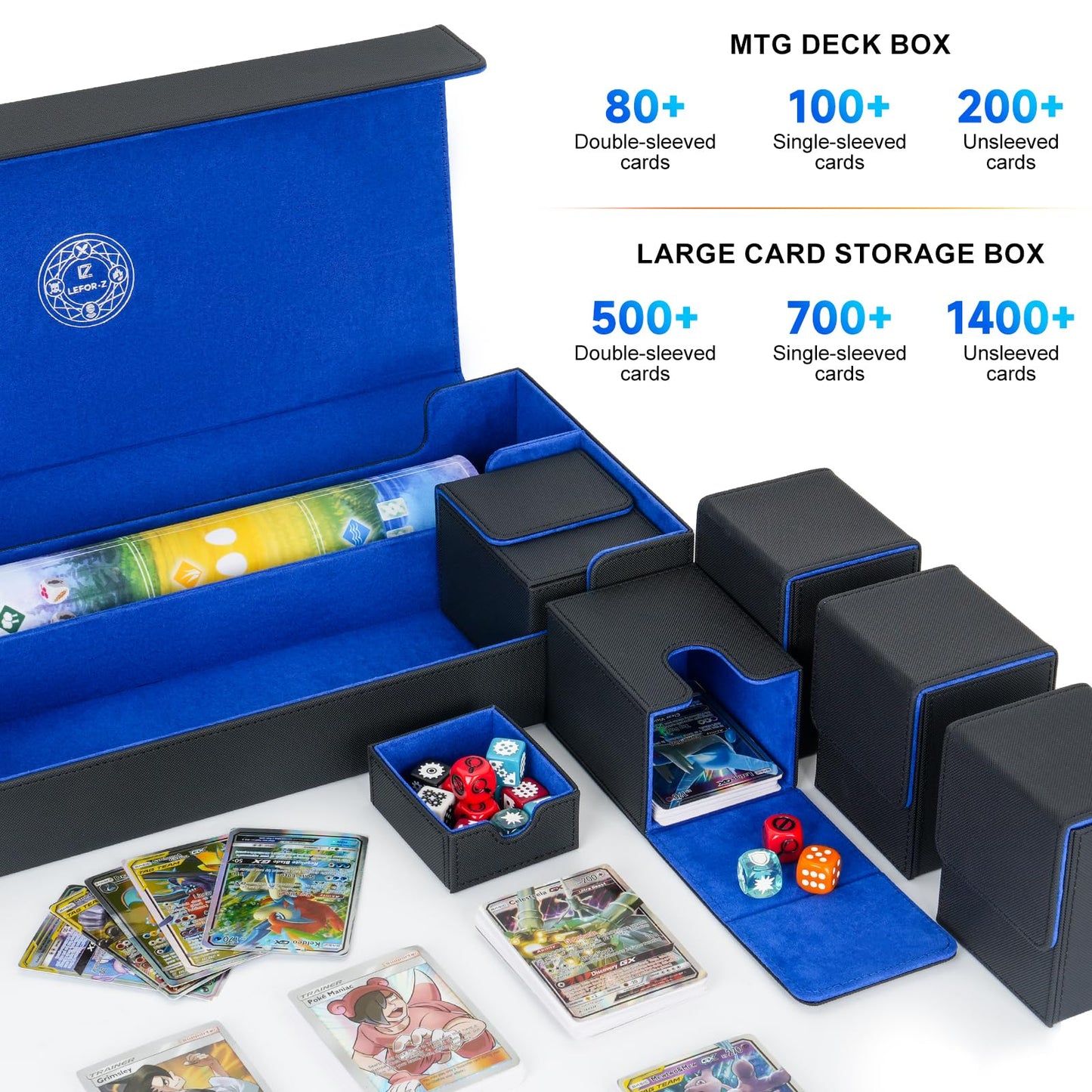 6 In1 Card Deck Box Set,X-Large Premium Card Game Deck Storage Box With 5 Small Card Deck Case Compatible With Mtg/Tcg/Yugioh/Ma