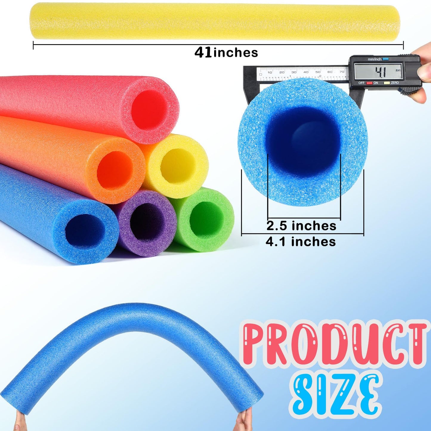 Hanaive 6 Pack Jumbo Pool Noodles Foam Swim 41Inch X 4.1 Inch Hollow Swimming Pool Noodle Bulk Floats Heavy Duty For Swimming Fl