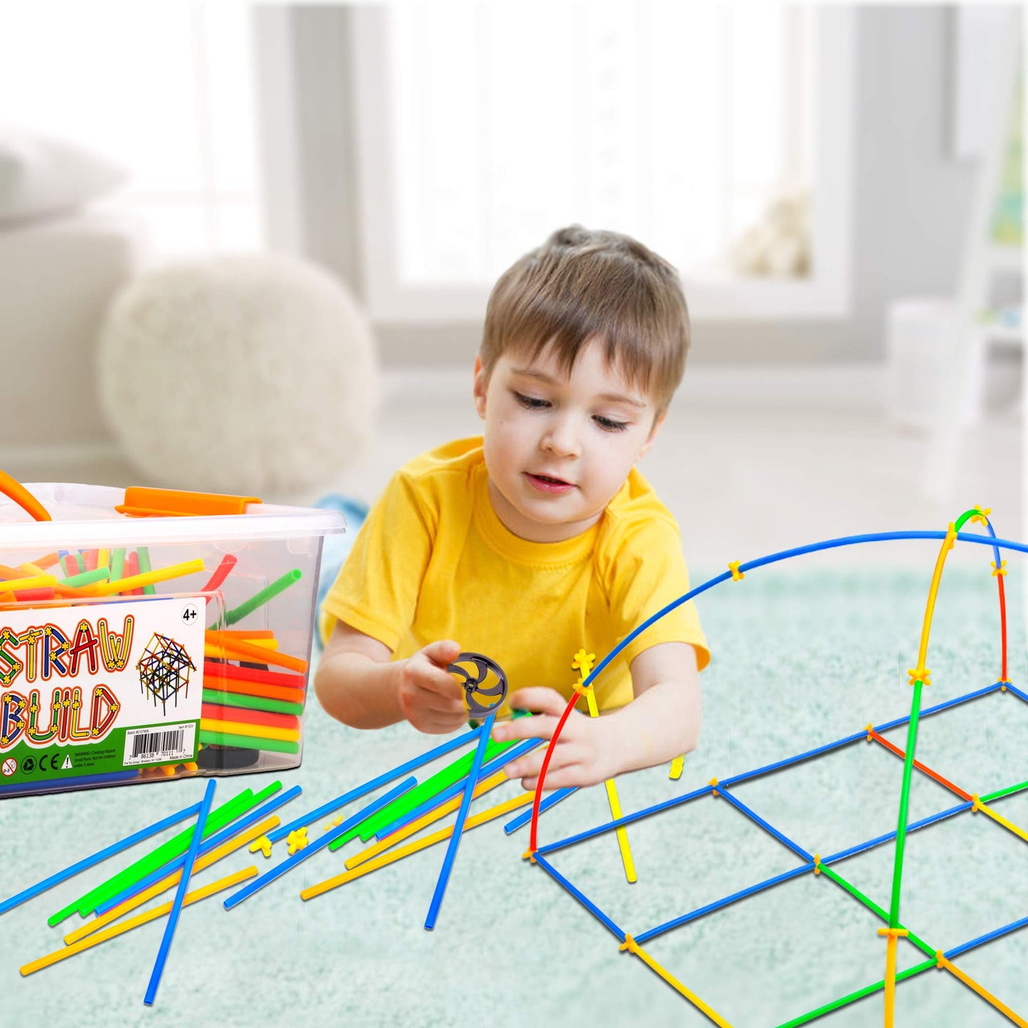 Play Build Straw Constructor Stem Building Toys, 800 Pcs + 16 Wheels, Colorful Interlocking Plastic Engineering Building And Construction Set. Fun, Educational, Safe For Kids- Develops Motor Skills