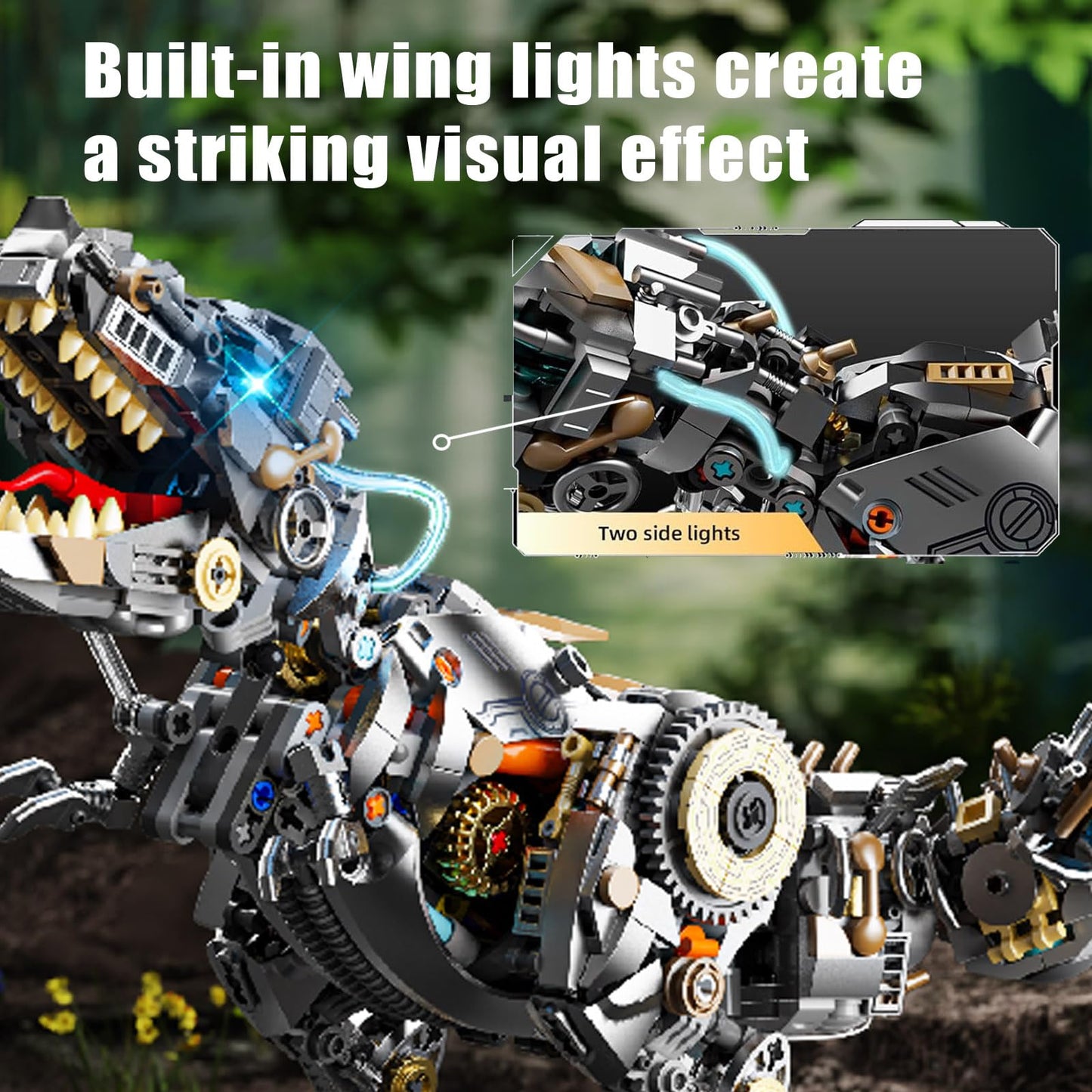 Mechanical Dinosaur T-Rex Building Set with Light- Compatible with Lego Sets mature-themed  Birthday Gift Set for Boys  mature-themeds (1268 Pcs)