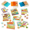 B. Toys- Pack O' Puzzles 3-Pack - Pets, Dinos & Trucks- Wooden Puzzle Box Set – 3 Puzzle Boxes, 12 Puzzles – 4 Dinos, 4 Pets, 4 Trucks – 12-Piece Jigsaw Puzzles For Kids – 3 Years +