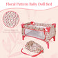 The New York Doll Collection Baby Crib Set For Little Girls, Play Bed, Pack And Beds 18 Inch Dolls, Toy Doll, (Floral)