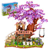 Jojo&Peach Cherry Blossom Garden Building Set With Led Light, Friends Flower House Bonsai Tree Model Sets For Kids, Easter Gift