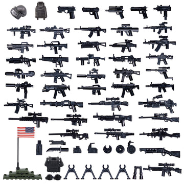 VICVIK  Pack Military Toy Accessories  U.S. Second Edition  Include 50+ Pieces for Army Equipment Gear Sets Pieces  Compatible with Mini Figure of Major Brand