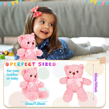 Zomiboo 7 Packs 14 Inch Plush Bear Stuffed Animals Plush Valentine Day Gift Soft Cute Stuffed Dolls Birthday Party Decorations(Bright Colors)