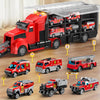 NIPLOOOW Fire Trucks Toy Set with Play Mat, Carrier Truck Play Vehicles Set for 3 4 5 6 Years Old Boys Kids, Die-Cast Car Toy fo