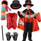 Latocos Kids Magician Costume Boys Girls Magic Kits Accessories Vest Props Change Bag With Zipper Gloves Magician Hat Cape Wand