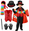 Latocos Kids Magician Costume Boys Girls Magic Kits Accessories Vest Props Change Bag With Zipper Gloves Magician Hat Cape Wand