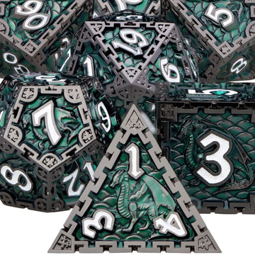 ARUOHHA 7pcs DND Metal Dice Set Dungeons and Dragons Dice Large Polyhedral Dice RPG Role Playing Dice D and D Dice D&D Dice Set