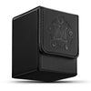Tcguard Card Deck Box For Mtg Card Storage Box Holds 100 Plus Single Sleeved Cards, Microfiber Lining And Leather Card Box Compatible With Trading Card Games Tcg, Yugioh Cards, Etc.(Vertical-Black)