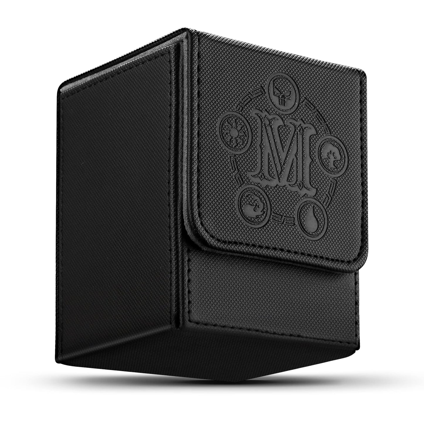 Tcguard Card Deck Box For Mtg Card Storage Box Holds 100 Plus Single Sleeved Cards, Microfiber Lining And Leather Card Box Compatible With Trading Card Games Tcg, Yugioh Cards, Etc.(Vertical-Black)