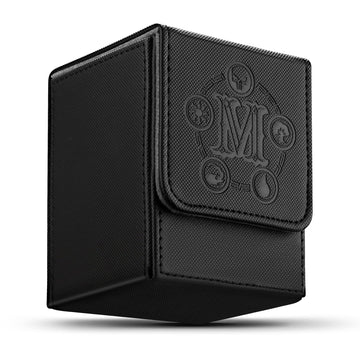 Tcguard Card Deck Box For Mtg Card Storage Box Holds 100 Plus Single Sleeved Cards, Microfiber Lining And Leather Card Box Compatible With Trading Card Games Tcg, Yugioh Cards, Etc.(Vertical-Black)