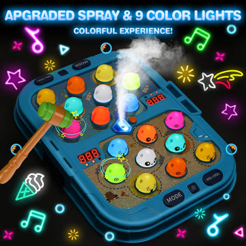 Hoperock Toddler Toys For 3 4 5 Year Old Boys,Toddler Games,With 2 Hammers,5 Modes Light-Up,9 Music Sprays,Interactive Education