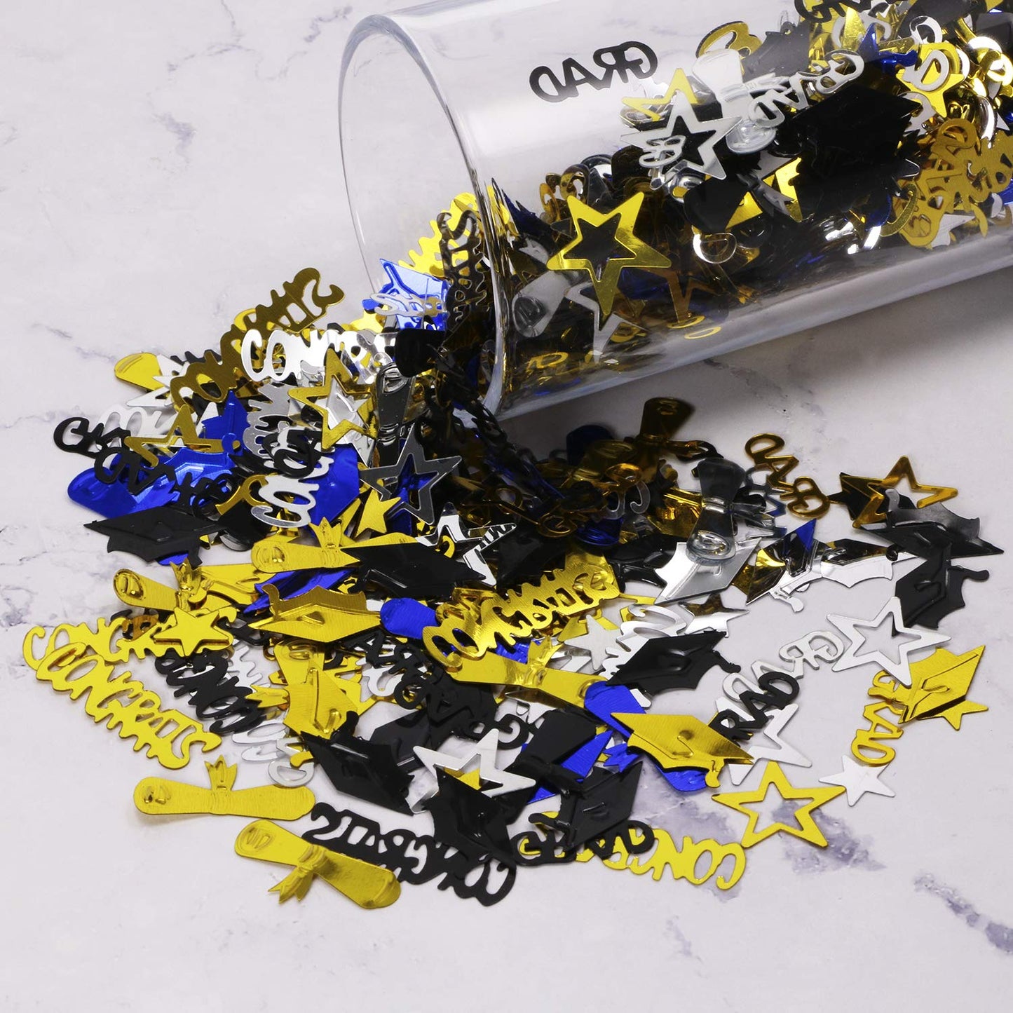 Penta Angel 3Pack 2022 Graduation Table Confetti Gold Blue Silver Black Congrats Grad Diploma Hat Star Confetti for Graduate Par
