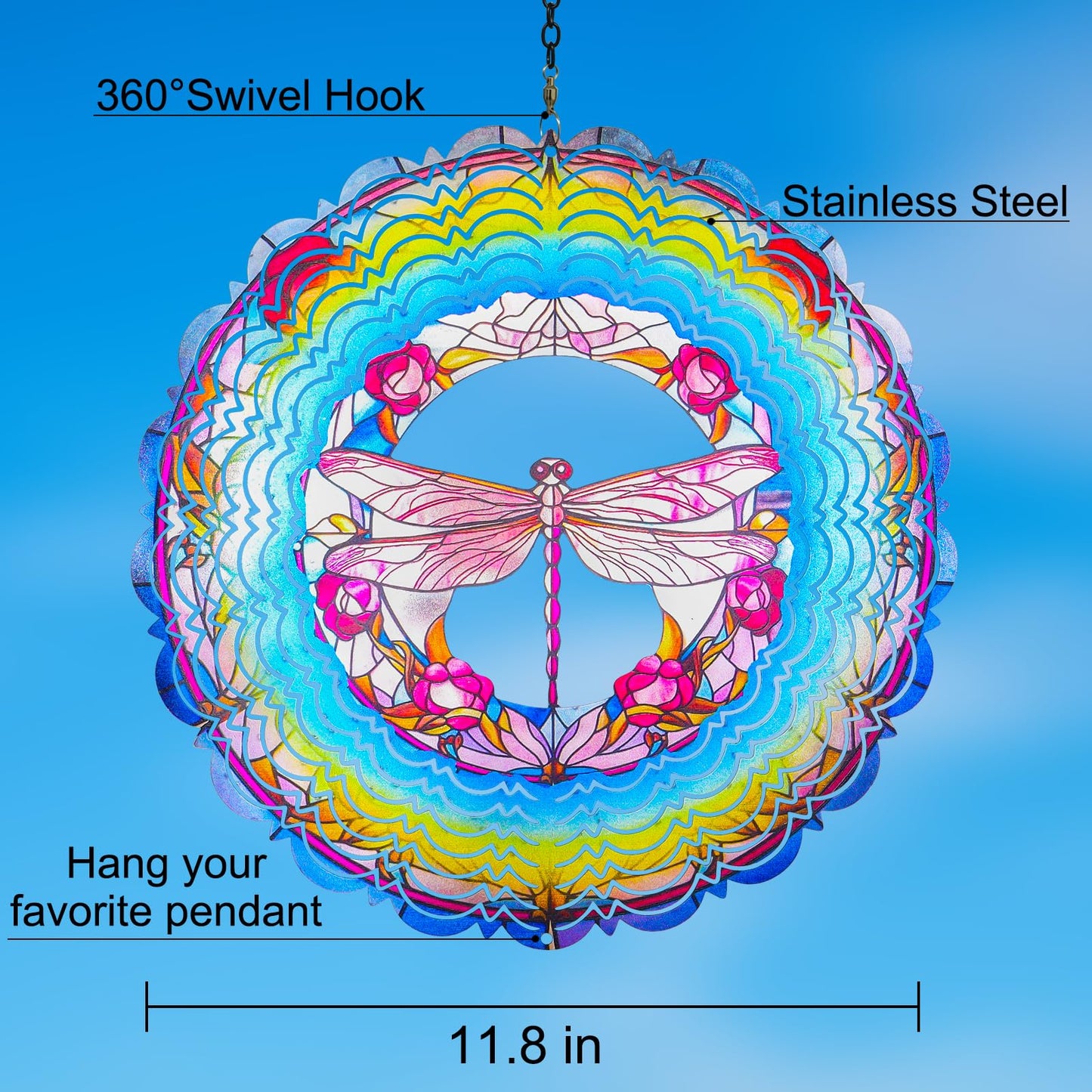 Dragonfly Metal Wind Spinners Gifts for Women Mom and Grandma,Hanging Wind Spinner Saint Patricks Day Decorations for Outdoor Ga