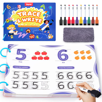 Joycat Preschool Learning Activities 48 Reusable Pages, Handwriting Practice For Kids Toddlers, Tracing Letter Number Workbooks, Educational Autism Busy Book, Learning Gift Toys For 3 4 5 Year Olds