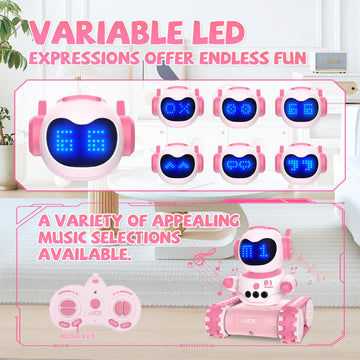 Interactive Robot Alarm Clock And Remote Control Car For Kids - Educational Toy With Gesture Sensing, Dance Moves, Led Emoji Eye
