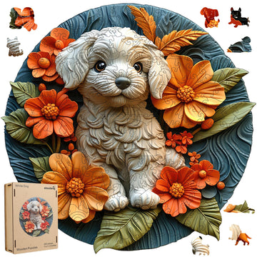Wooden Puzzle for Adults - 3D Vision Effect White Dog Wooden Puzzle 200 Pcs Unique Shape Advanced Wooden Jigsaw Puzzle, Wood Puz