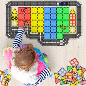 Magnetic Tiles - Road Set, Magnetic Building Blocks, Preschool Montessori Toys Gift For 3+ Year Old Boys And Girls, Sensory Trav