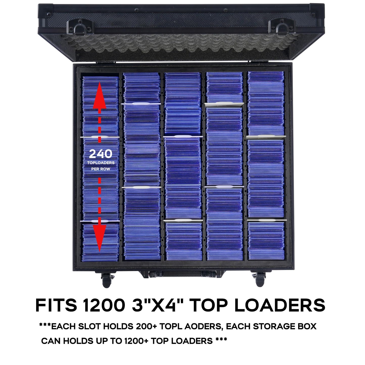 D Dacckit Toploader Storage Box With Card Dividers For 1200 3 X 4 35Pt Rigid Card Holders For Trading Cards & Sports Cards Compa