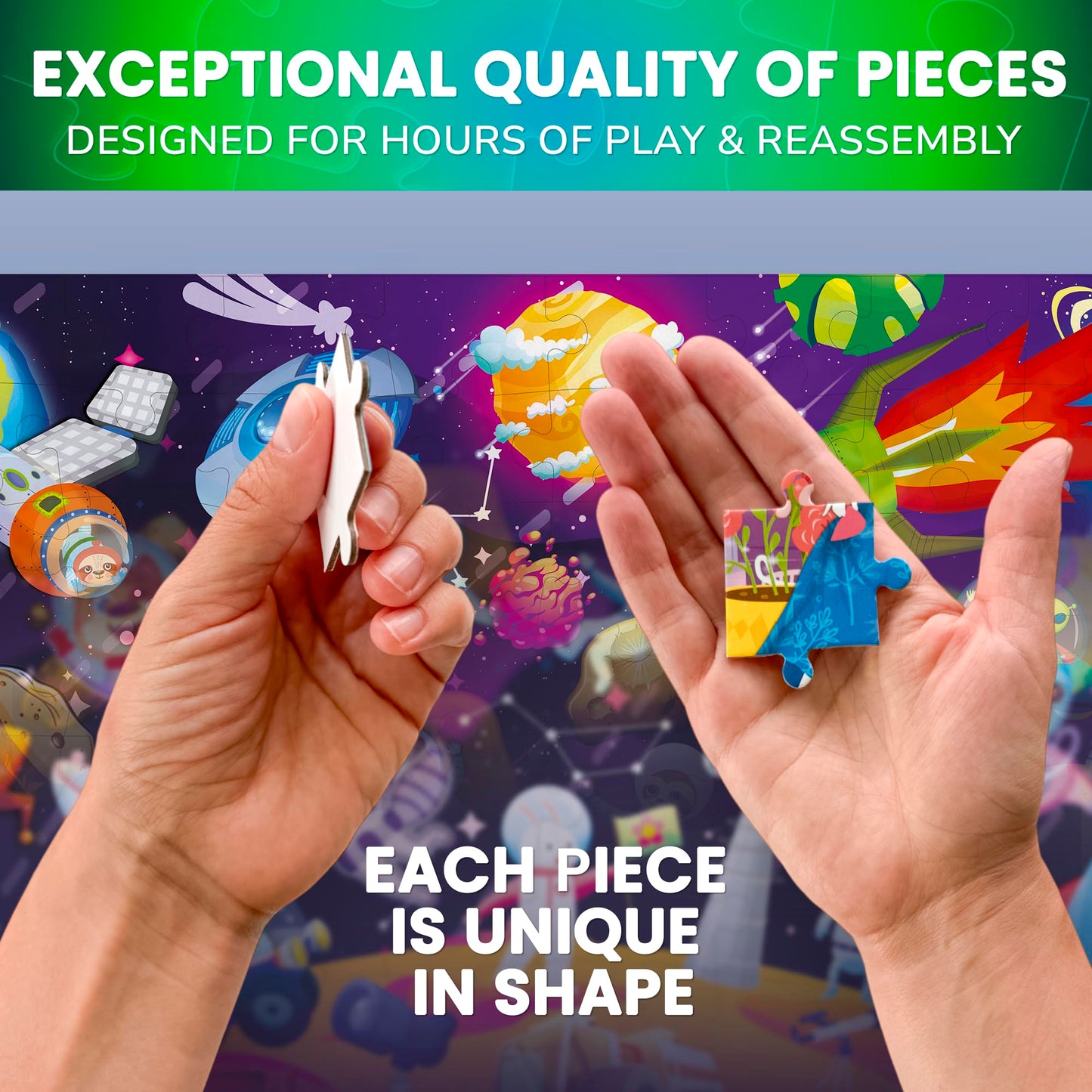 Quokka 3X100 Piece Puzzles For Kids Ages 6-8 – Glow-In-The-Dark Puzzles For Kids 8-10 | Space, Dinosaurs, Animals | Fun Educational Puzzles For Boys & Girls – Learning Games & Space Toys Gift For Kids