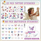 Joyvorite 144 Pcs Butterfly Party Favors Set with Butterfly Straws Keychains Slap Bracelet Tattoo Stickers Wristbands Hair clips