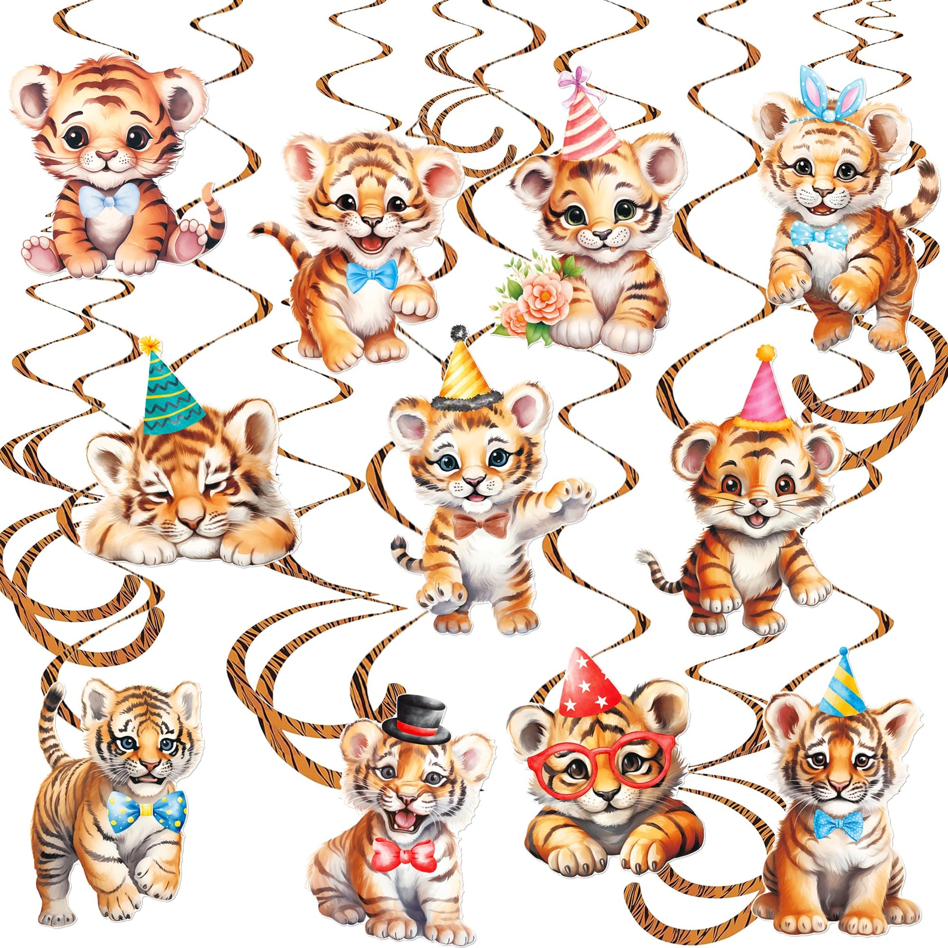 Tiger Hanging Swirls Tiger Birthday Party Decorations 20Pcs Tiger Party Ceiling Swirls Decorations Tiger Hanging Streamers for J