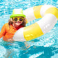 Whaline 4Pcs White Yellow Inflatable Swimming Float Toy Striped Swim Ring Fun Print Pool Lounger Tube for Teen Boy Girl Summer Swimming Beach Party  22.8 Inch
