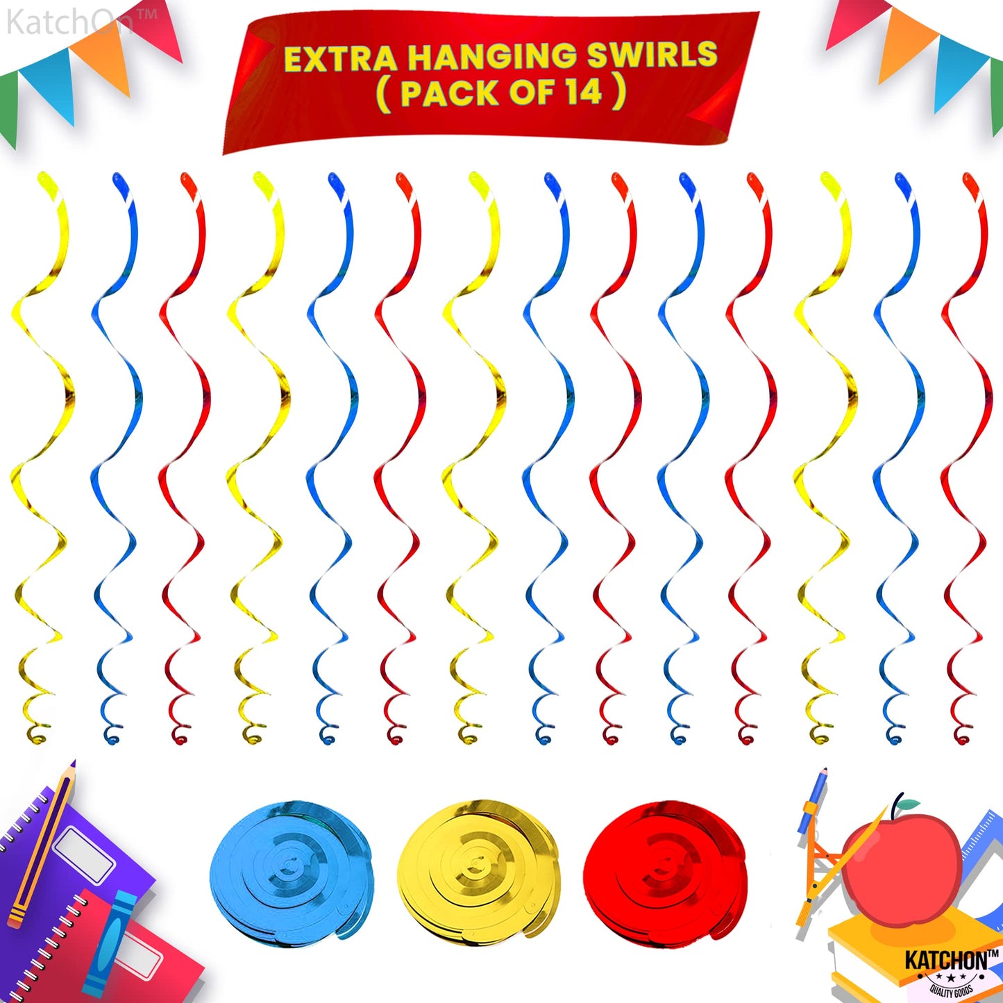 KatchOn, Hanging Swirls for Back to School Decorations - Pack of 46 | Back to School Hanging Decorations | Back to School Party