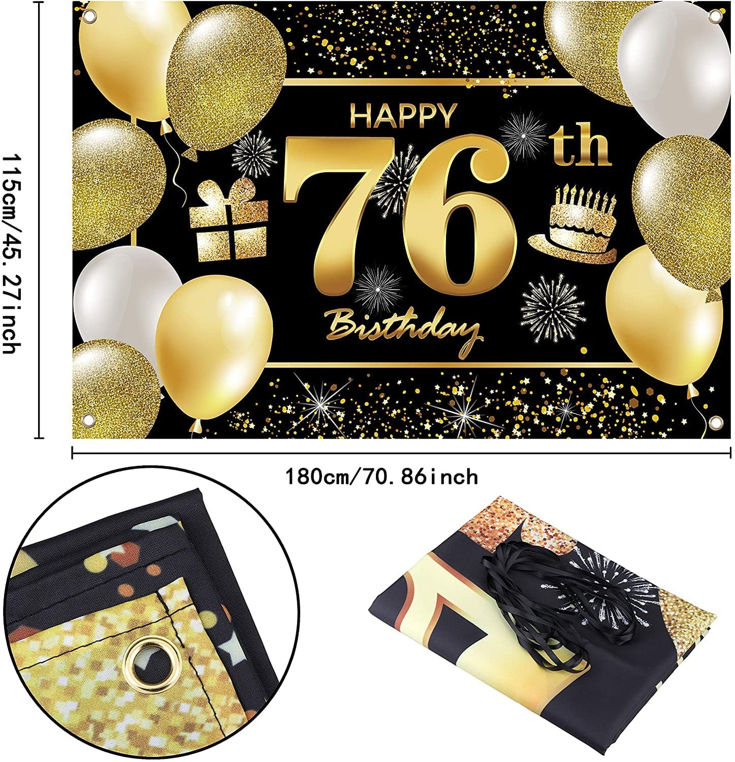 76Th Happy Birthday Banner Birthday Decorations For Men Birthday Party Decorations Birthday Backdrop