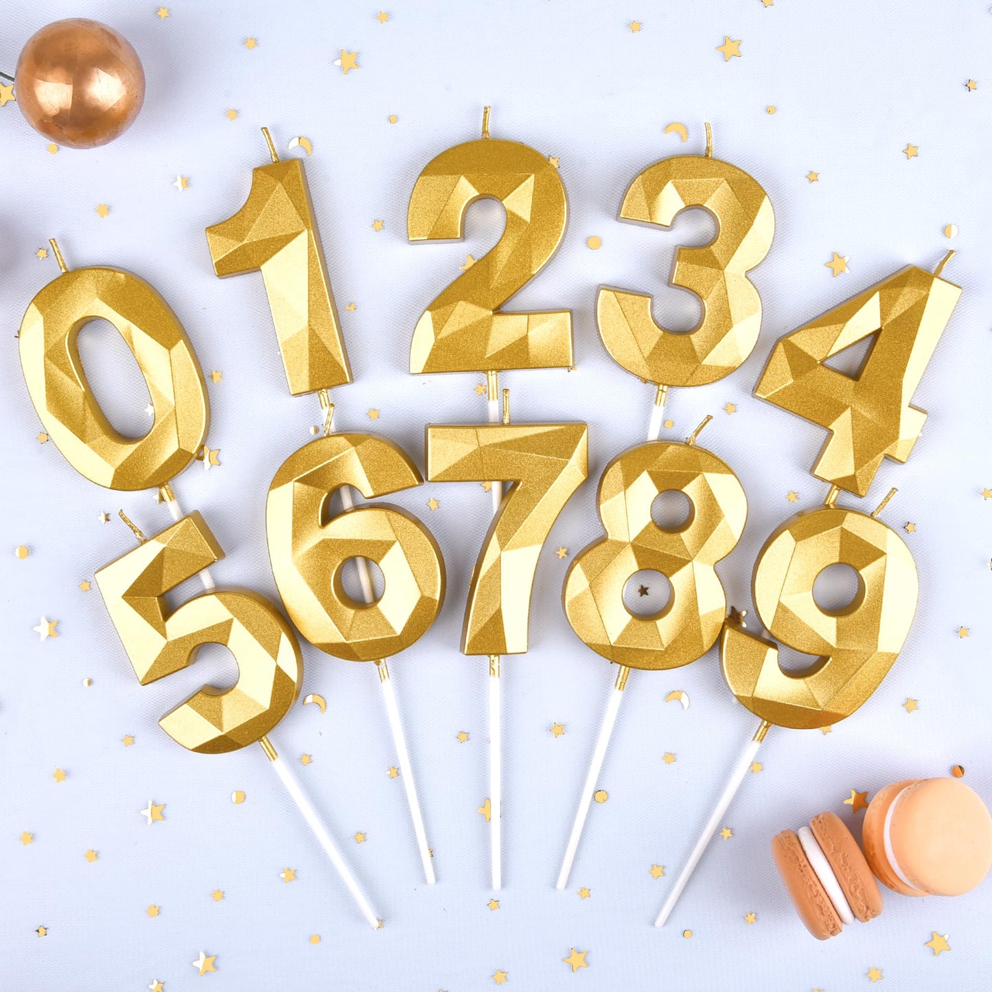 CAKE CODE 2.76 Inch Crystal Gold 30 Number Birthday Candles, Gold Number Candles, Cake Number Candles, Party Celebration