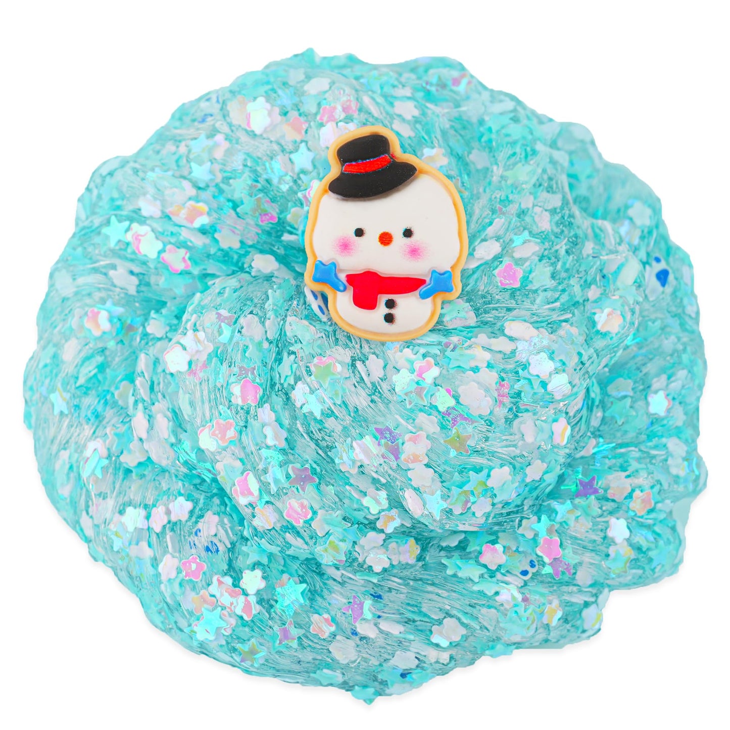 Snowman Glitter Blue & White Sequins Slime - Good Stretchy Crunchy Sensory Toy, Party Favors for Kids, Girls & Boys Gifts for Bi