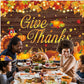 Happy Thanksgiving Backdrop 10x8FT Give Thanks Fall Harvest Photography Background Maple Leaves Turkey Pumpkin Themed Banner for