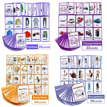 Transportation/Clothes/Occupations/Body Parts Pocket Flash Cards Learn English Kids Baby Toys For Child Pre-Kindergarten