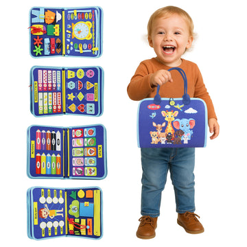 Montessori Busy Board - Ideal Busy Book Toddler Toys & Gifts for Boys & Girls, Toddler Travel Essential for Airplane & Car, Sens