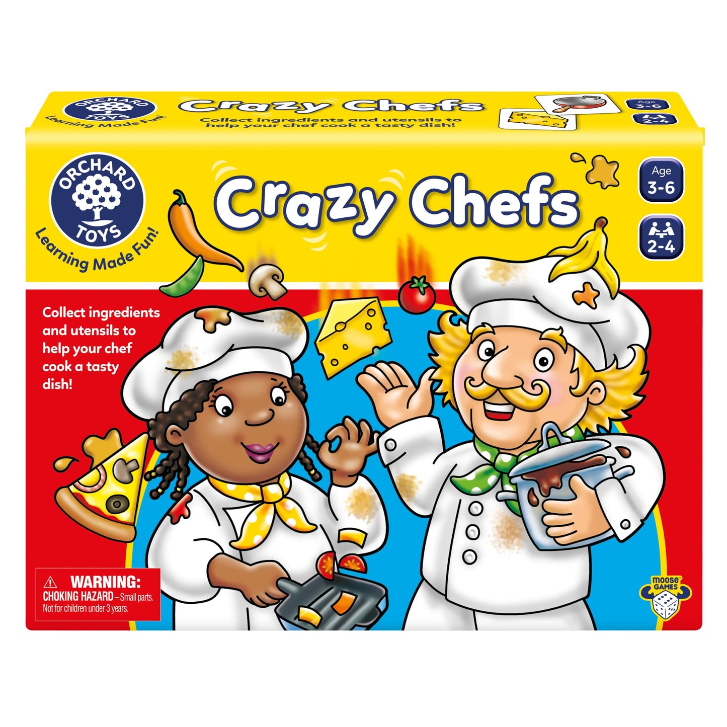 ORCHARD TOYS Moose Crazy Chefs Game - Fun Matching Game for Ages 3-6, 2-4 Players, Multicolor, Model 91034, Card Material