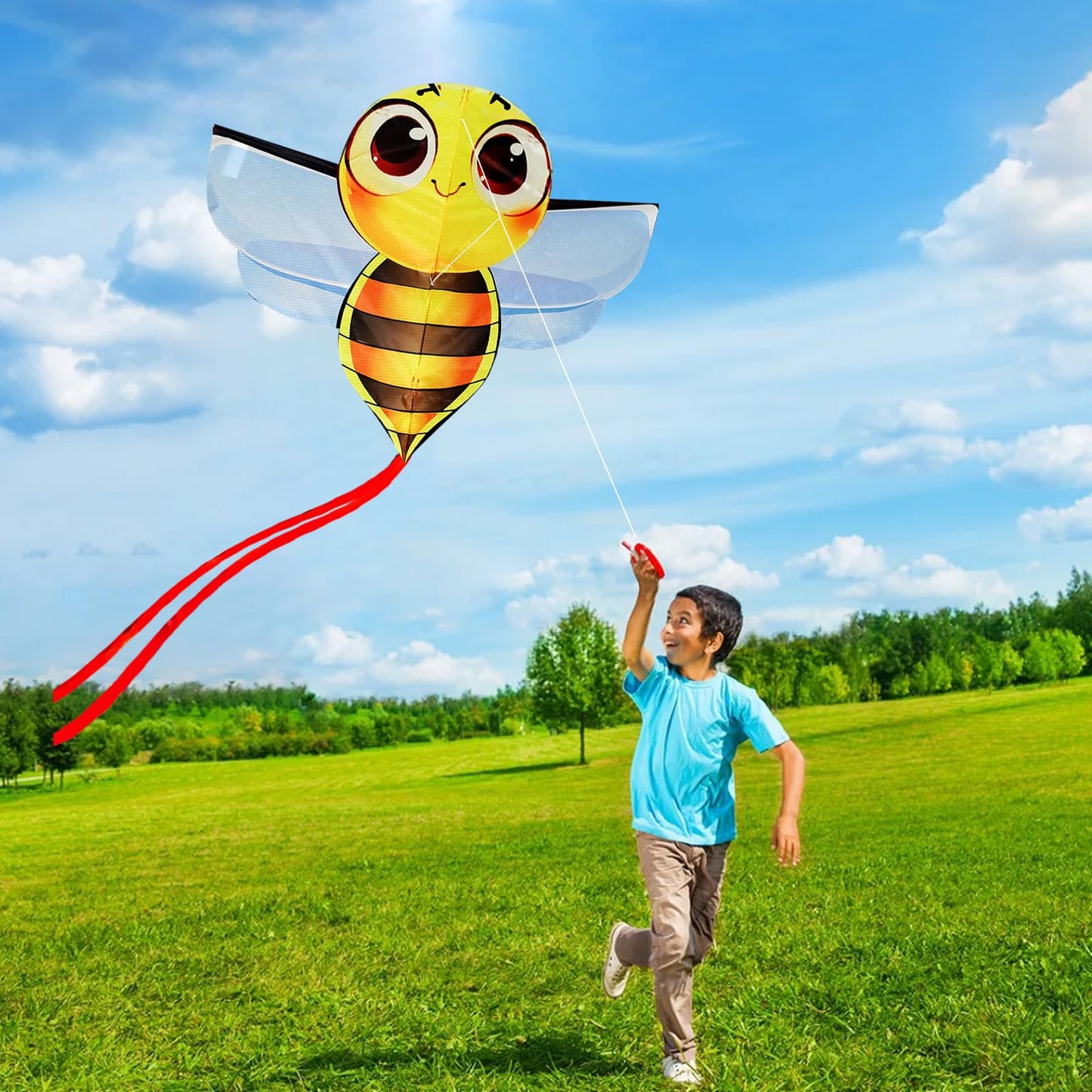 HENGDA KITE Bee Kite for Kids and Adults Cute Design High Definition Printing Easy to Carry and Assemble Kite for Beginners Suit