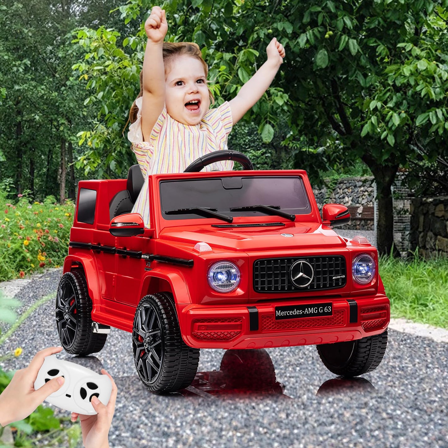 12V Kids Ride on Car, Licensed Mercedes Benz G63 Car for Kids w/Remote Control, Safety Lock, Soft Start, Wheels Suspension, LED