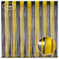 Melsan Foil Curtain Tinsel Backdrop - 3.2ft X 8ft Black and Gold Fringe Curtain Photo Streamers Backdrop for Halloween, Graduati