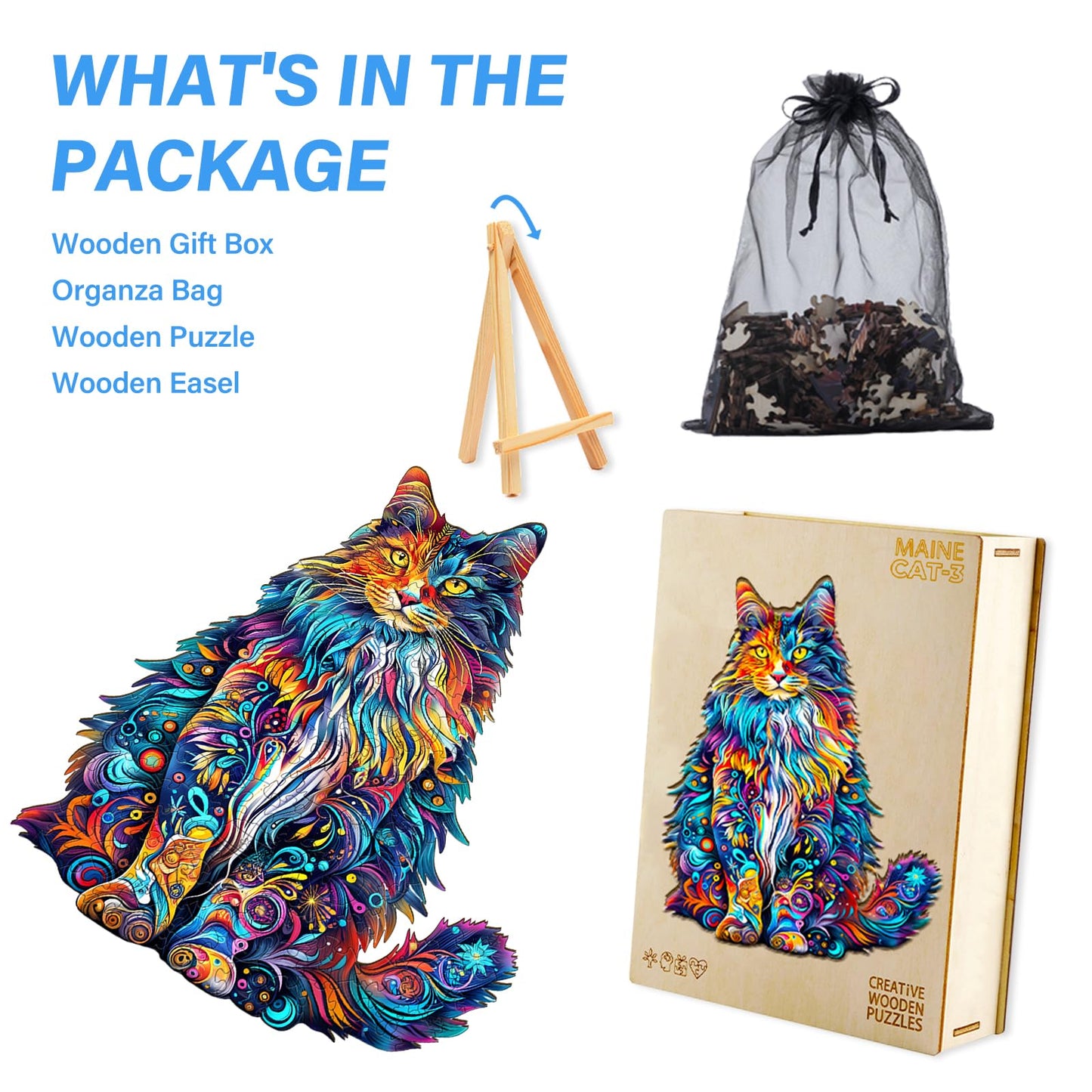 Wooden Puzzles for mature-themeds  Cat Puzzles  Wooden Jigsaw Puzzles for mature-themeds  315 Pieces Wood Puzzles mature-themed  Unique Animal Shape Wood Puzzle  Creative Puzzle Gifts for Women Family Game(17.3 * 13.5in)