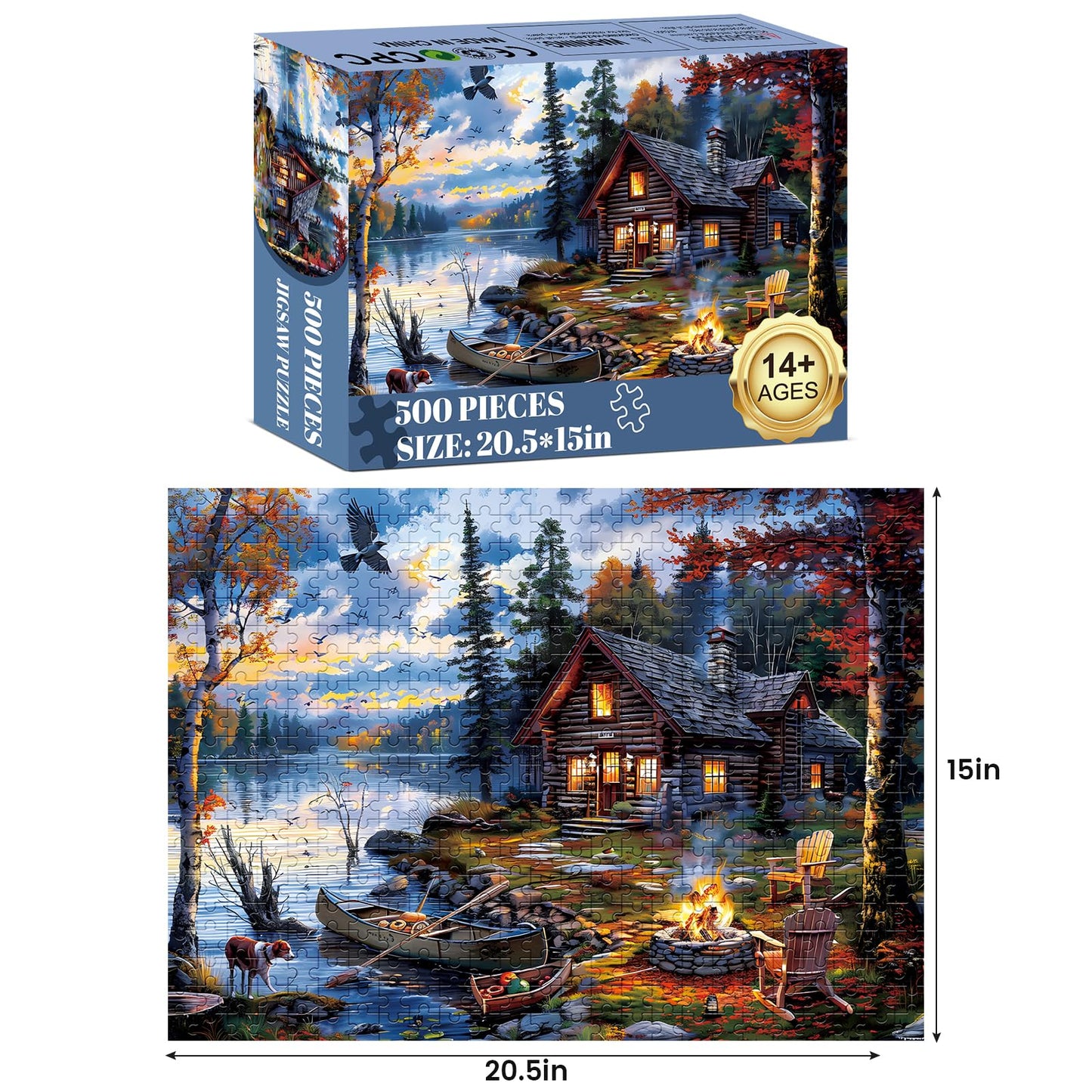 Puzzles For Adults 500 Pieces Puzzle Coutryside Jigsaw Puzzles For Adults Kids Autumn Puzzle Family Challenging Puzzle Games Great Gift Unique Brain Teaser For Puzzle Enthusiasts, 20.5 X 15