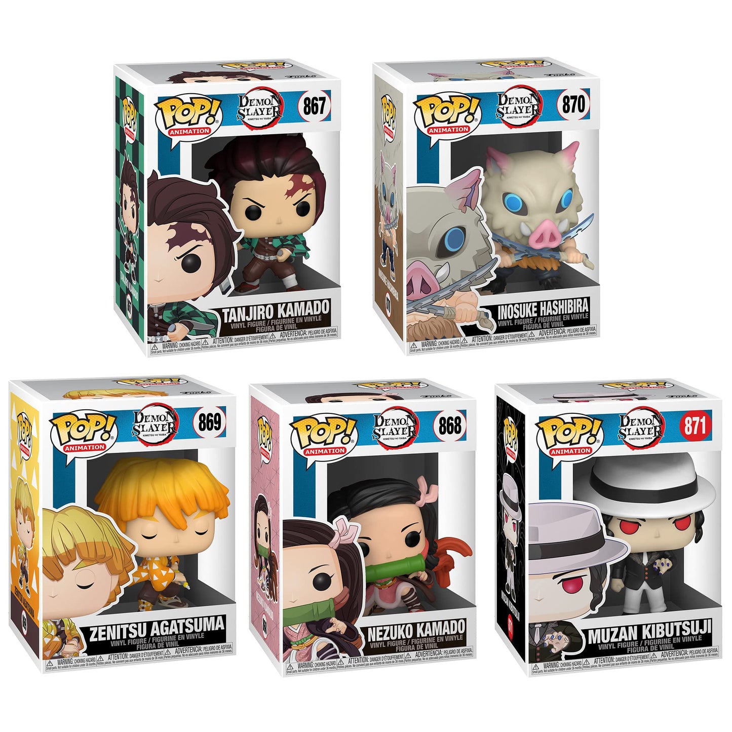 Funko Animation: Pop! Demon Slayer Collectors Set - Tanjiro Kamado, Inosuke Hashibira, Zenitsu Agatsuma, Nezuko Kamado, Muzan Kibutsuji