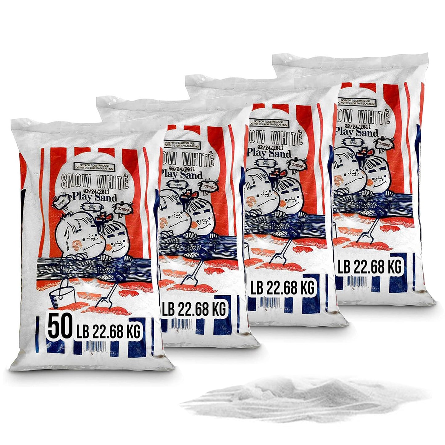 Us Silica 50 Pound Bag Snow White Play Sand For Sandboxes And Sand Tables At Parks, Homes, And Daycare Centers, White (4 Pack)
