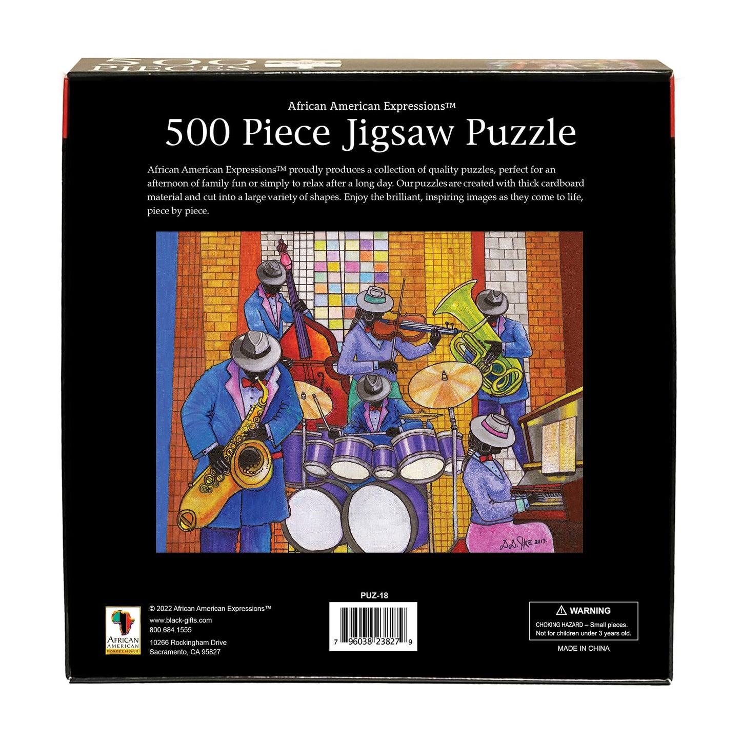 African American Expressions 500-Piece Jigsaw Puzzle - Vibrant Celebration of Black Jazz Culture, Cardboard Material