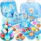 INNOCHEER Tea Party Set for Little Girls Toys, Frozen Toys for Girls Gifts, Tea Sets for Toddlers 3-5, Pretend Play Kitchen Toy,