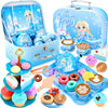 INNOCHEER Tea Party Set for Little Girls Toys, Frozen Toys for Girls Gifts, Tea Sets for Toddlers 3-5, Pretend Play Kitchen Toy,