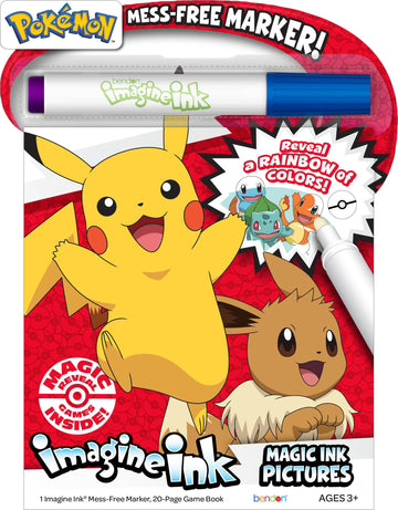Bendon Imagine Ink Pokemon Magic Ink Pictures And Game Book With Mess Free Marker